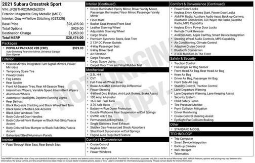 2021 Subaru Crosstrek Sport