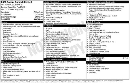 2020 Subaru Outback Limited