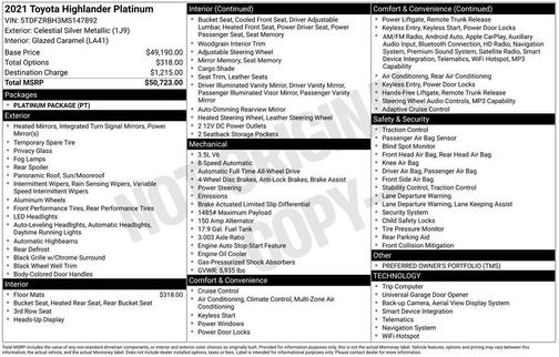 Celestial Silver Metallic 2021 Toyota Highlander Platinum