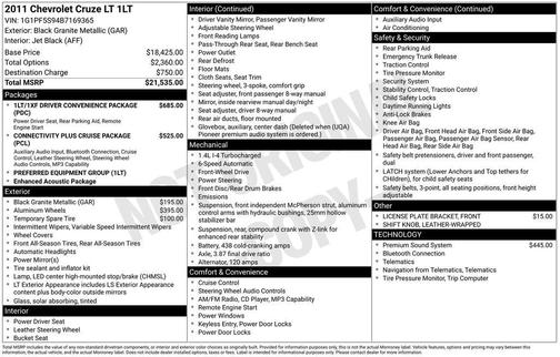 Black Granite Metallic 2011 Chevrolet Cruze LT