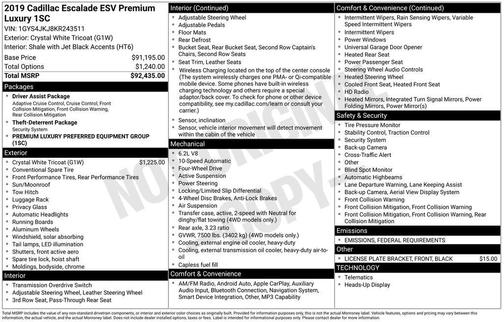 2019 Cadillac Escalade ESV Premium Luxury