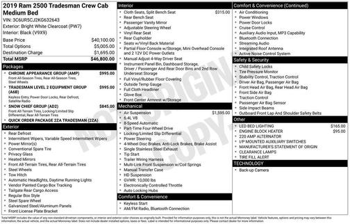 2019 RAM 2500 Tradesman Crew Cab 4x4 6'4' Box
