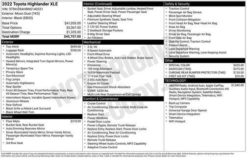 Moon Dust 2022 Toyota Highlander XLE