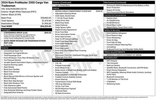 Bright White Clearcoat 2024 RAM ProMaster 2500 Tradesman