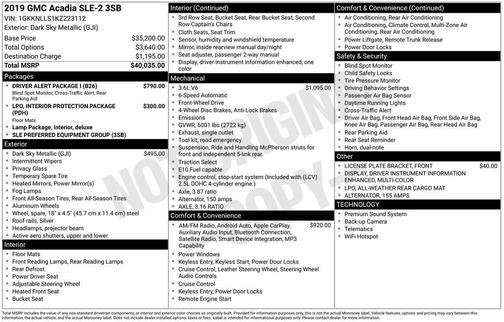 2019 GMC Acadia SLE-2