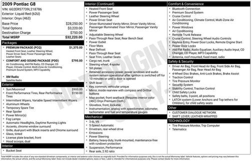 2009 Pontiac G8 Base