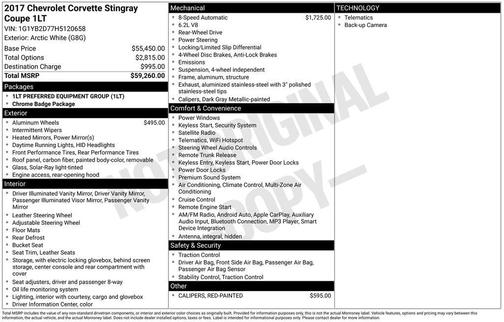 2017 Chevrolet Corvette Stingray