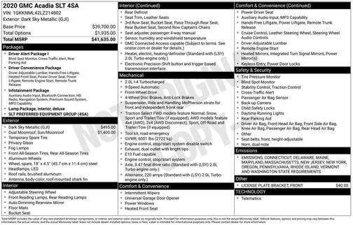 2020 GMC Acadia FWD SLT