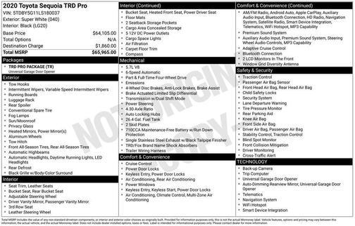 Super White 2020 Toyota Sequoia TRD Pro