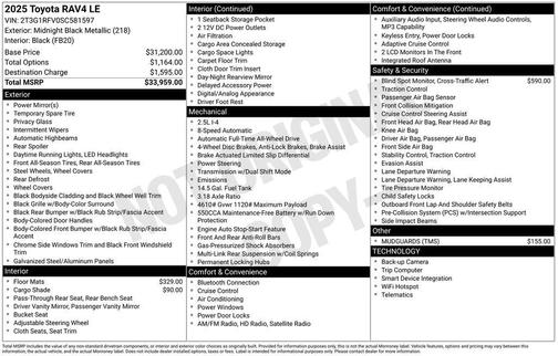 Midnight Black Metallic 2025 Toyota RAV4 LE