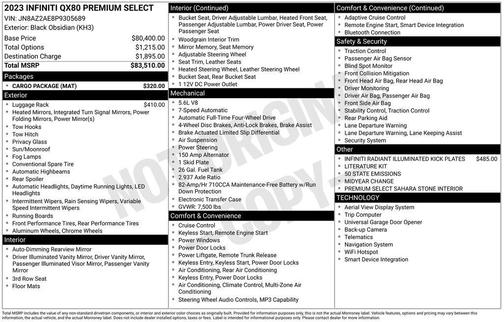 Black Obsidian 2023 INFINITI QX80 PREMIUM SELECT AWD