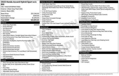 2023 Honda Accord Hybrid Sport
