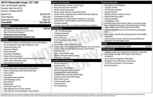 Red Hot 2015 Chevrolet Cruze 1LT