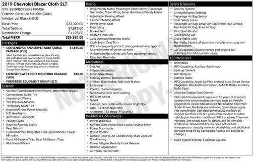 Silver Ice Metallic 2019 Chevrolet Blazer 2LT