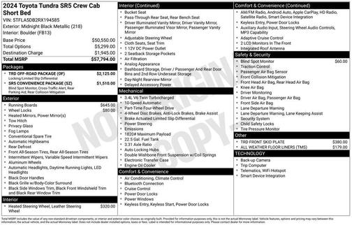 Midnight Black Metallic 2024 Toyota Tundra SR5