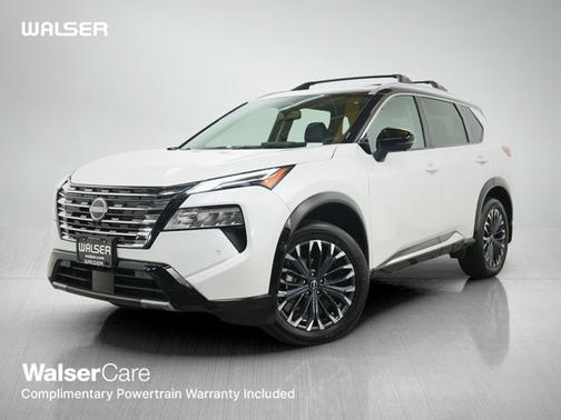Everest White Pearl/Super Black 2025 Nissan Rogue Platinum