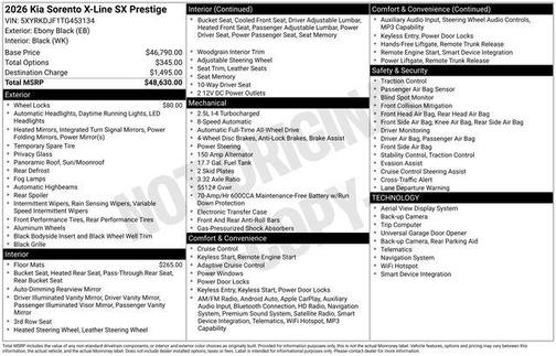 Ebony Black 2026 Kia Sorento SX