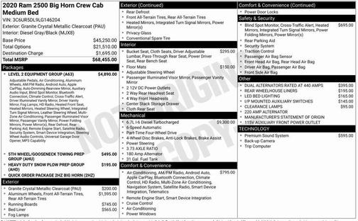 2020 RAM 2500 Big Horn Crew Cab 4X4 6'4' Box