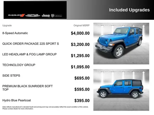 Blue 2022 Jeep Wrangler Unlimited Sport S