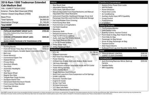 Red 2016 RAM 1500 Tradesman