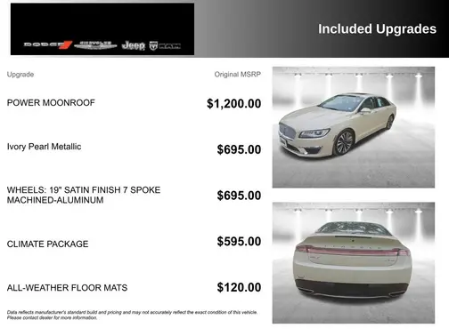 Beige 2018 Lincoln MKZ Reserve