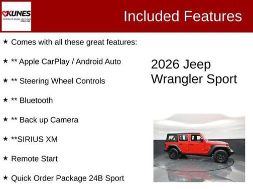 Firecracker Red Clearcoat 2026 Jeep Wrangler Sport