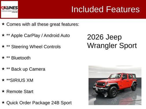 Firecracker Red Clearcoat 2026 Jeep Wrangler Sport