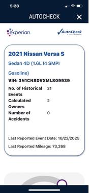 2021 Nissan Versa 1.6 S