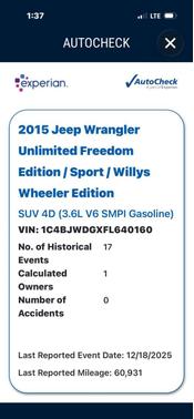 2015 Jeep Wrangler Unlimited Freedom Edition