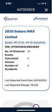 2020 Subaru WRX Limited