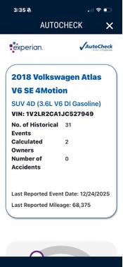 2018 Volkswagen Atlas 3.6L SE