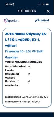2015 Honda Odyssey EX