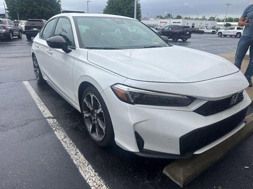 Platinum White Pearl 2025 Honda Civic Hybrid Sport Touring