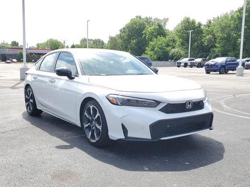 Platinum White Pearl 2025 Honda Civic Hybrid Sport Touring