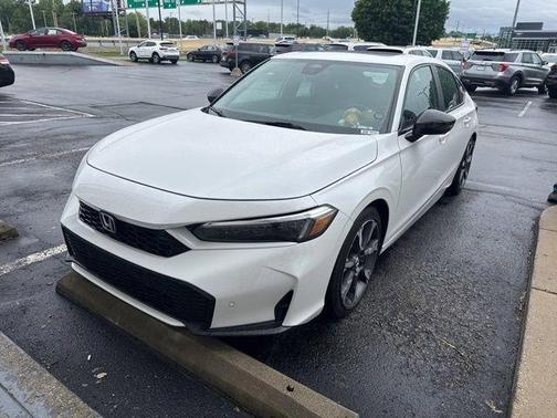 Platinum White Pearl 2025 Honda Civic Hybrid Sport Touring