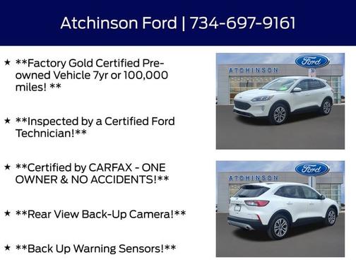 STAR WHITE METALLIC TRI-COA 2022 Ford Escape SEL