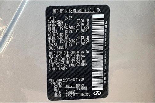 2022 INFINITI QX80 SENSORY