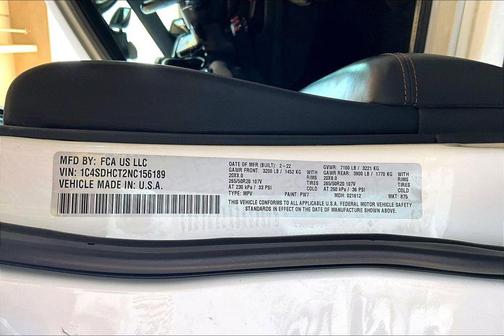 DB Black Clearcoat 2022 Dodge Durango R/T Plus RWD
