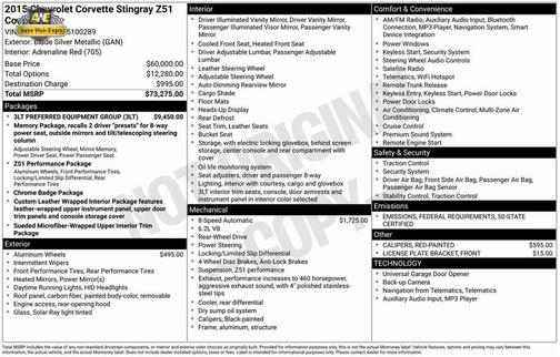 2015 Chevrolet Corvette Stingray Z51