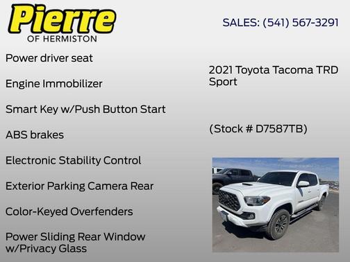 Super White 2021 Toyota Tacoma TRD Sport