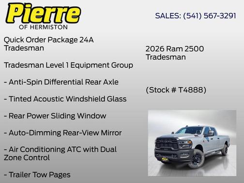 Silver Zynith 2026 RAM 2500 Tradesman Crew Cab 4x4 8' Box