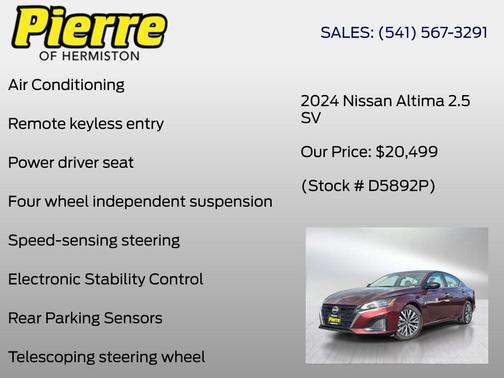 Garnet Pearl 2024 Nissan Altima 2.5 SV