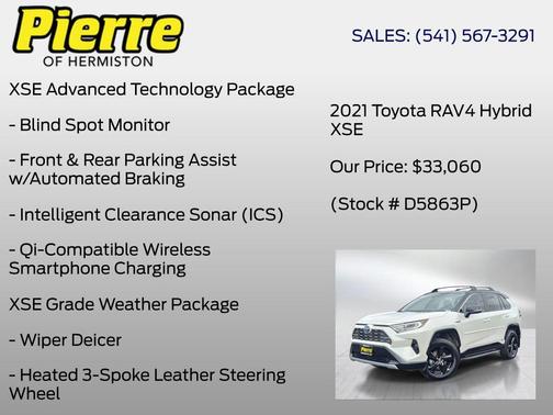 Blizzard Pearl/Midnight Black Metallic 2021 Toyota RAV4 Hybrid SE