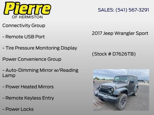 Granite Crystal Metallic Clearcoat 2017 Jeep Wrangler Sport