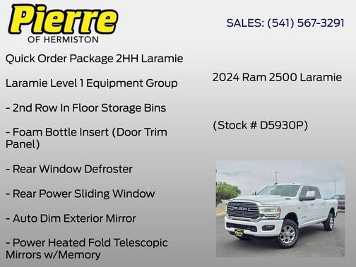 Bright White Clearcoat 2024 RAM 2500 Laramie Crew Cab 4x4 6'4' Box