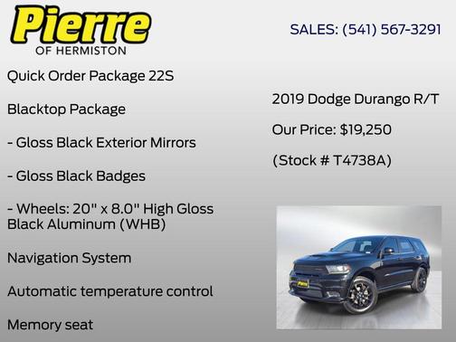 DB Black Crystal Clearcoat 2019 Dodge Durango R/T