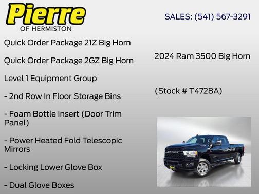 Diamond Black 2024 RAM 3500 Big Horn Crew Cab 4x4 8' Box