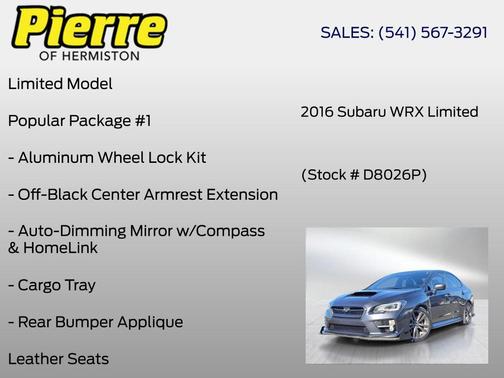 Dark Gray Metallic 2016 Subaru WRX Limited