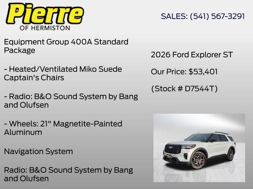 White Metallic 2026 Ford Explorer ST