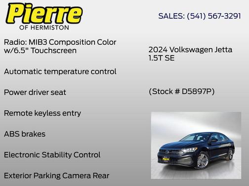 Deep Black Pearl 2024 Volkswagen Jetta 1.5T SE